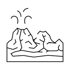 valley of volcanoes line icon vector. valley of volcanoes sign. isolated contour symbol black illustration