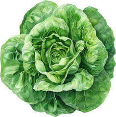 Obraz premium A fresh, green lettuce head with tightly curled leaves, perfect for salads or sandwiches.