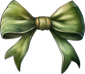 A simple, elegant green bow with a subtle sheen. Perfect for adding a touch of festive cheer to your designs.