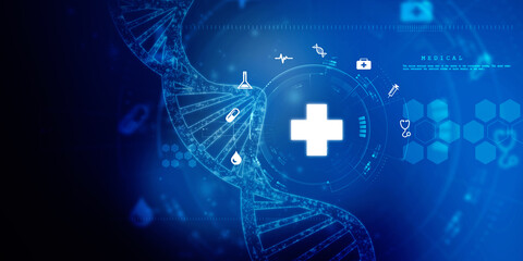 2d illustration of dna structure, abstract background
