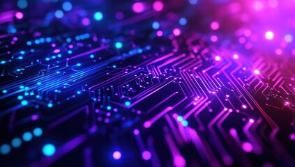 Obraz premium Abstract Circuit Board with Glowing Lines