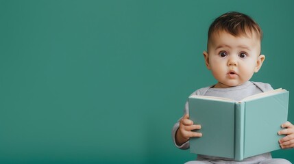 Baby enjoying a story time, flat design illustration