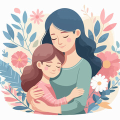 daughter hugs her mother