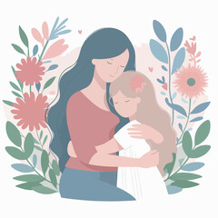 daughter hugs her mother