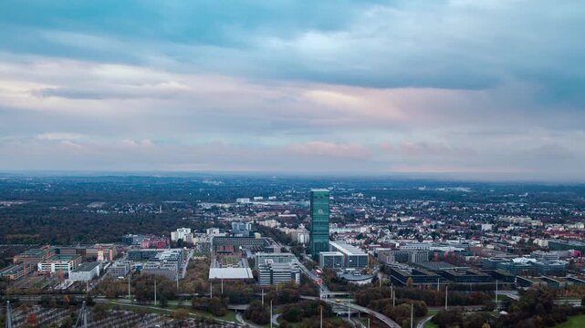 Fast-Moving Skies Over Munich's Urban Landscape - Fall Season
