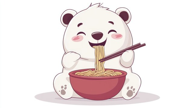 recommend clip art: Cute Polar Bear Enjoying Ramen Noodles