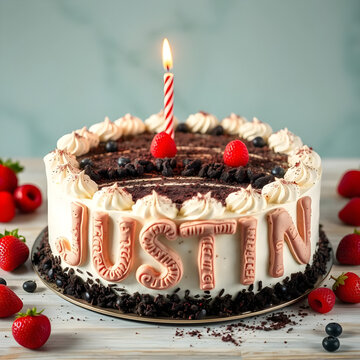 Happy Birthday Justin Celebration Cake