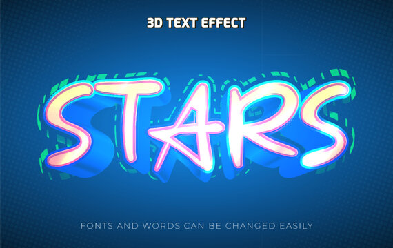 Stars glow 3d editable text effect style