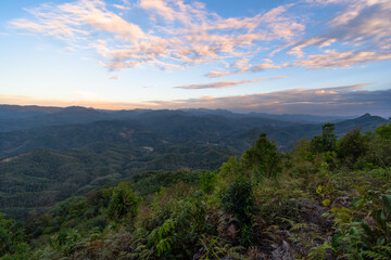 Naklejka premium The scenery of a sea of clouds over the mountains in Yala Province, Thailand
