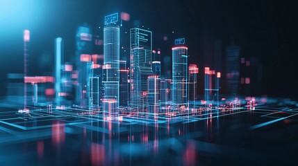AI-powered city, futuristic urban design, digital society, holographic technology