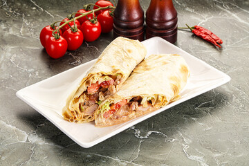 Shawarma with grilled chicken meat