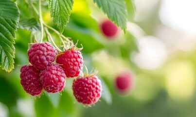 Fresh red raspberries, Generative AI 