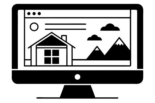 recommend clip art: A homepage is a silhouette image displayed on a computer screen