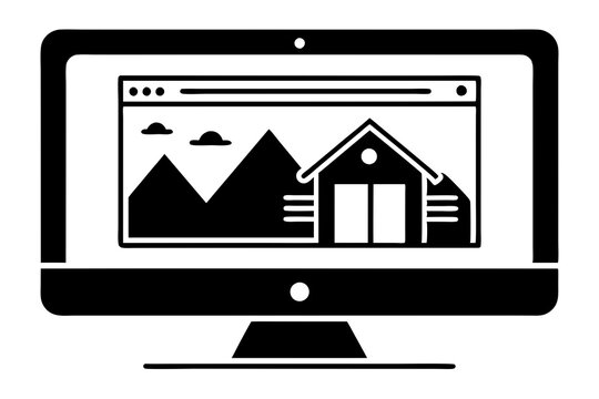 recommend clip art: A homepage is a silhouette image displayed on a computer screen