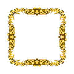 Gold Frame With A Floral Design Retro Ornamental Frame Vintage Rectangle Ornament Border Vector
