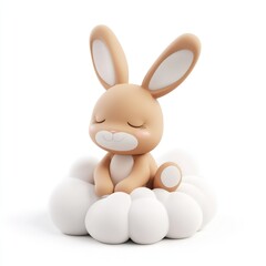 Obraz premium Cute Sleeping Bunny on a Cloud