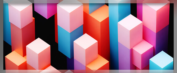 illustrazione con elementi geometrici astratti a tema surreale