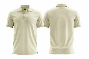 Light polo T-Shirt mockup front and back view isolated on white background. Blank shirt template