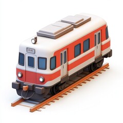 Fototapeta premium 3D Cartoon Train on Railway Track