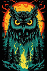 Obraz premium AI illustrazione anni 80 gufo 04