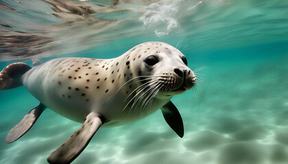 Obraz premium close-up of seals diving