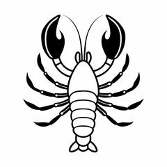 Obraz premium Vector set of detailed outline lobster and silhouette, in black color, isolated on white background.