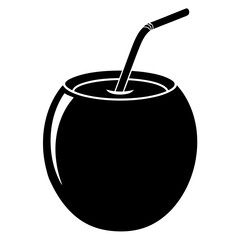 Green Coconut black art vector illustration