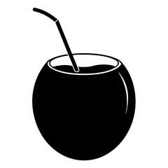 Green Coconut black art vector illustration
