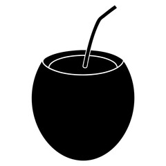 Green Coconut black art vector illustration