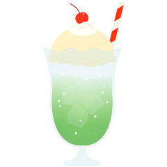 メロンソーダ　かわいい　イラスト