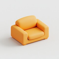 Orange Armchair on a White Background