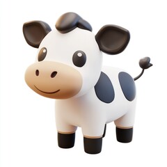 Naklejka premium Cute Cartoon Cow 3D Render