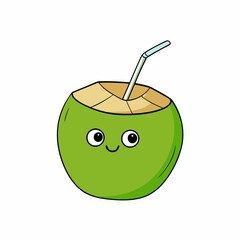 Green Coconut art vector illustration