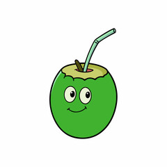 Green Coconut art vector illustration