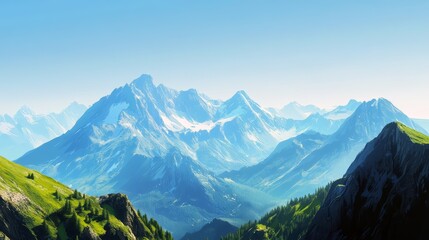 Majestic Mountains with Clear Skies