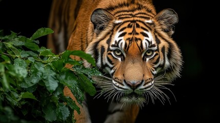 Fototapeta premium Rare White Striped Wild Tiger, Majestic And Rare