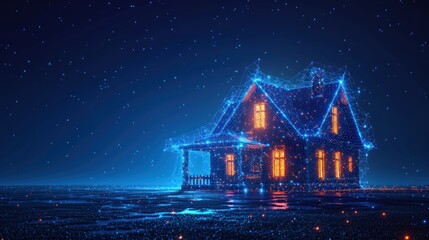 Fototapeta premium Digital House in the Night Sky