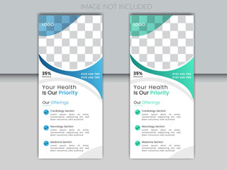 medical doctors clinic rack card design rollup banner template layout