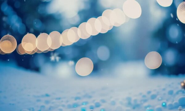 Winter Wonderland Lights: A dreamy, ethereal bokeh background with soft, warm lights twinkling against a backdrop of snowy white and cool blue tones.  Perfect for winter holidays, cozy nights, and rom