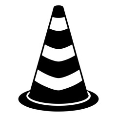 Traffic cone black with white stripes is standing up art vector illustration
