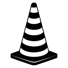 Traffic cone black with white stripes is standing up art vector illustration