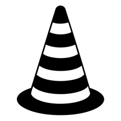 Traffic cone black with white stripes is standing up art vector illustration
