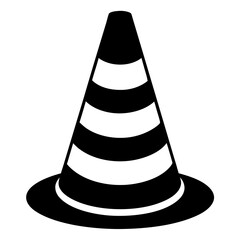 Traffic cone black with white stripes is standing up art vector illustration