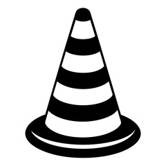 Traffic cone black with white stripes is standing up art vector illustration