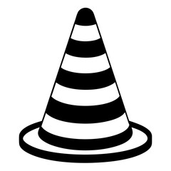 Traffic cone black with white stripes is standing up art vector illustration