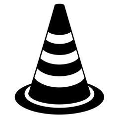 Traffic cone black with white stripes is standing up art vector illustration