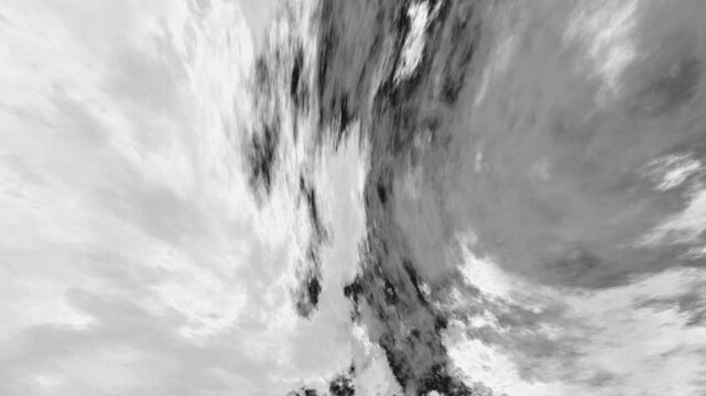 Amazing repetitive motion of space smoke clouds black and white abstract background