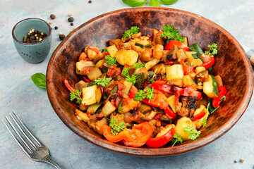 Ratatouille, vegetable dish.