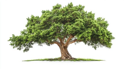 A mature cedar tree with a spotted trunk, isolated on a white background, highlighting the detailed bark and lush green foliage.