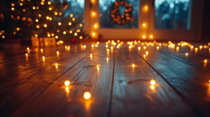 christmas tree decorations, santa claus with gifts, snowman in the snow, christmas gift boxes	